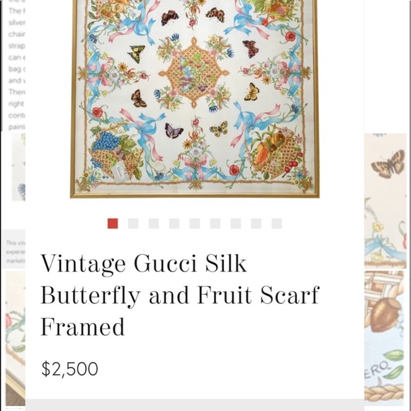 Vintage Gucci Silk Butteryfly & Fruit Scarf - Picture 1 of 16